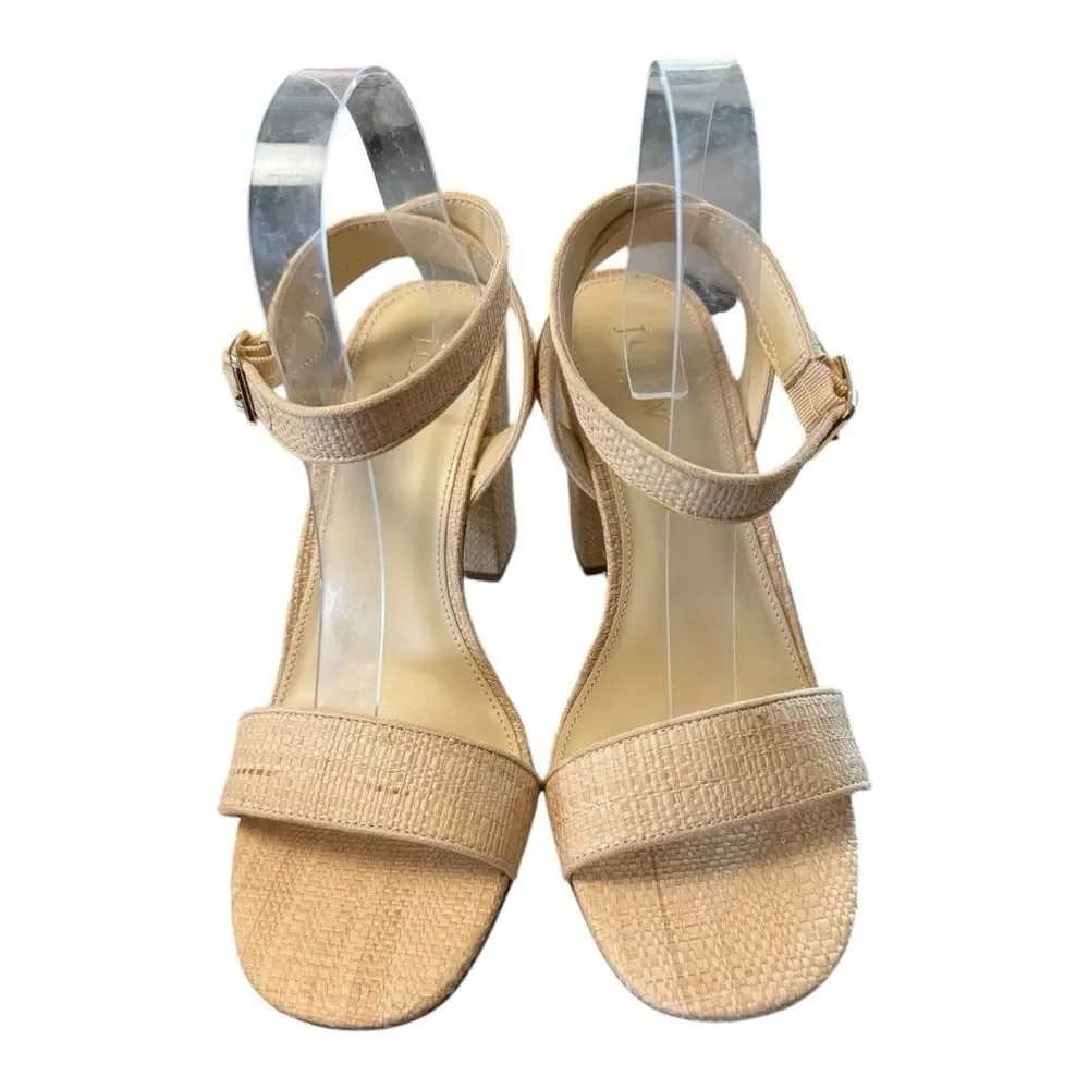 NEW J. Crew Women's Raffia Block Heel Natural Sandals 9.5